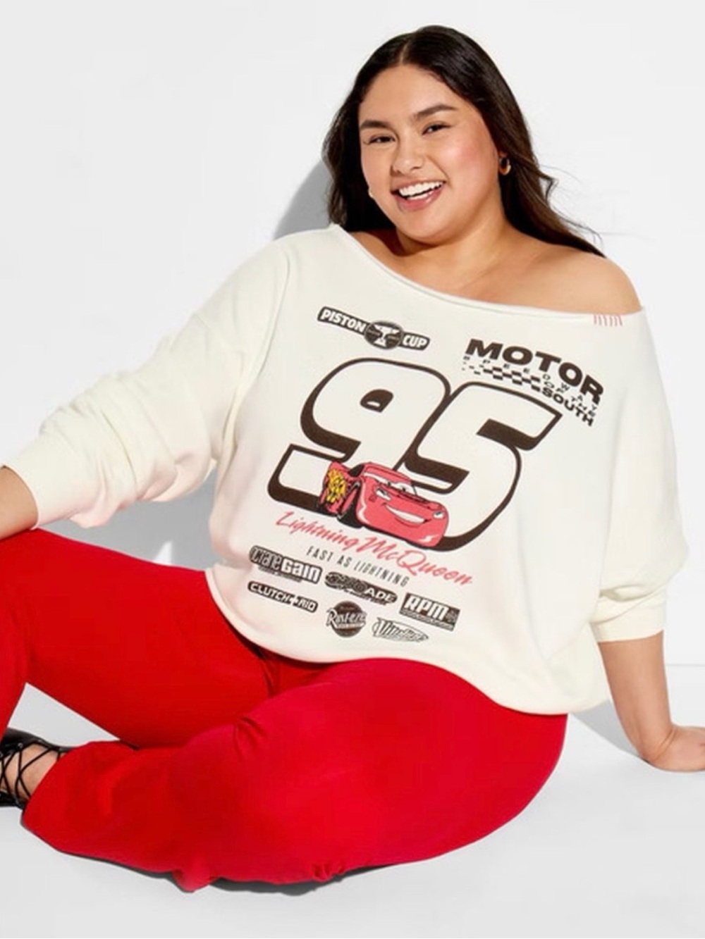 NWT Target - Disney Pixar Cars Lightning McQueen Off The Shoulder Sweatshirt
